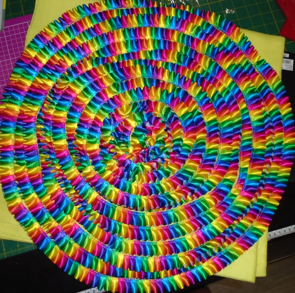 Rainbow ribbon pleated rosette component supplies